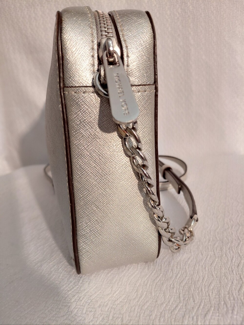 Michael Kors Women's Metallic Silver Crossbody Bag - Picture 4 of 11